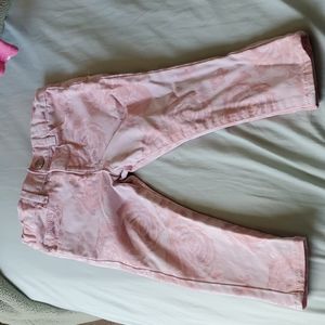 Pink with roses adjustable waist jeans